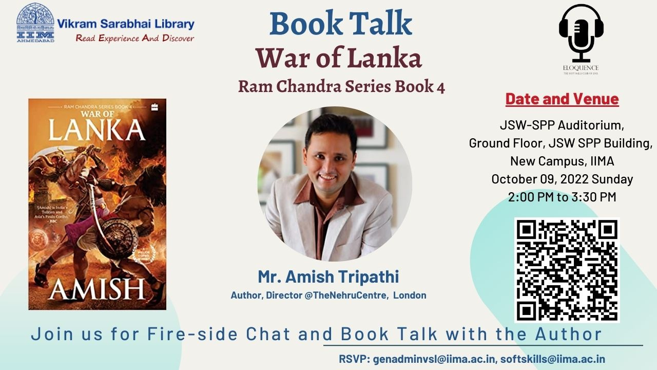 Book Talk by Mr Amish Tripathi on his Latest Book War of Lanka